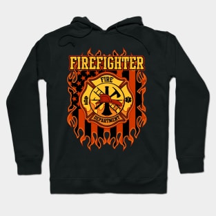 Fire Department Fire Badge and Flag Hoodie